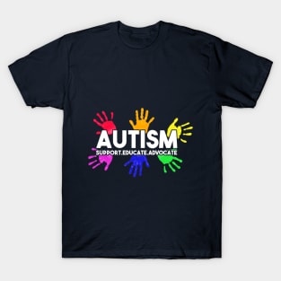 Autism Support Shirts Colorful Autism Hand T-Shirt